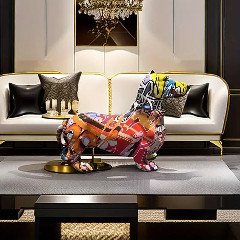 Figura de perro salchicha de colores