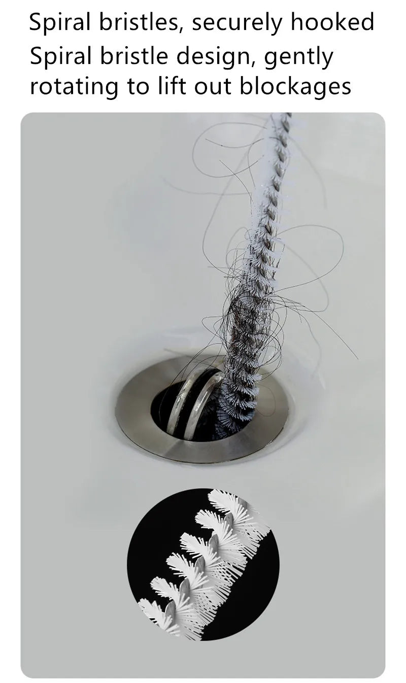 A flexible pipe dredging brush designed to clean the interior of pipes and drains. It features durable bristles attached to a long, bendable handle, allowing it to navigate through curves and remove debris, ensuring optimal water flow
