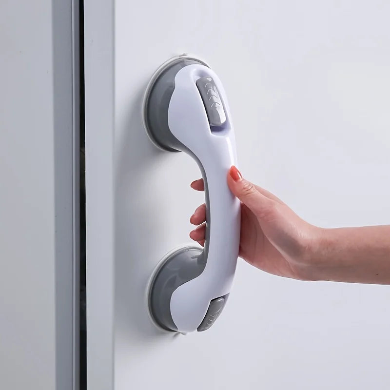 A sturdy, wall-mounted bathroom grab bar designed to provide support and prevent falls, featuring a non-slip surface and constructed from corrosion-resistant materials suitable for wet environments.