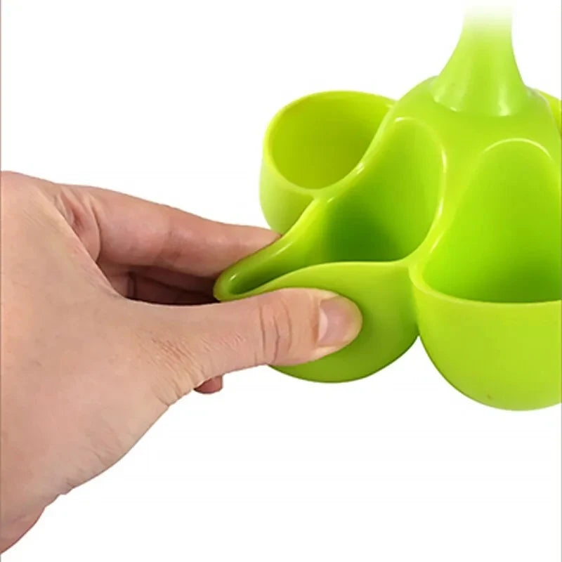 Silicone egg mold featuring five cavities, each shaped to create realistic egg-shaped treats, made from 100% food-grade silicone, suitable for temperatures ranging from -40°C to +200°C, ideal for both freezer and oven use
