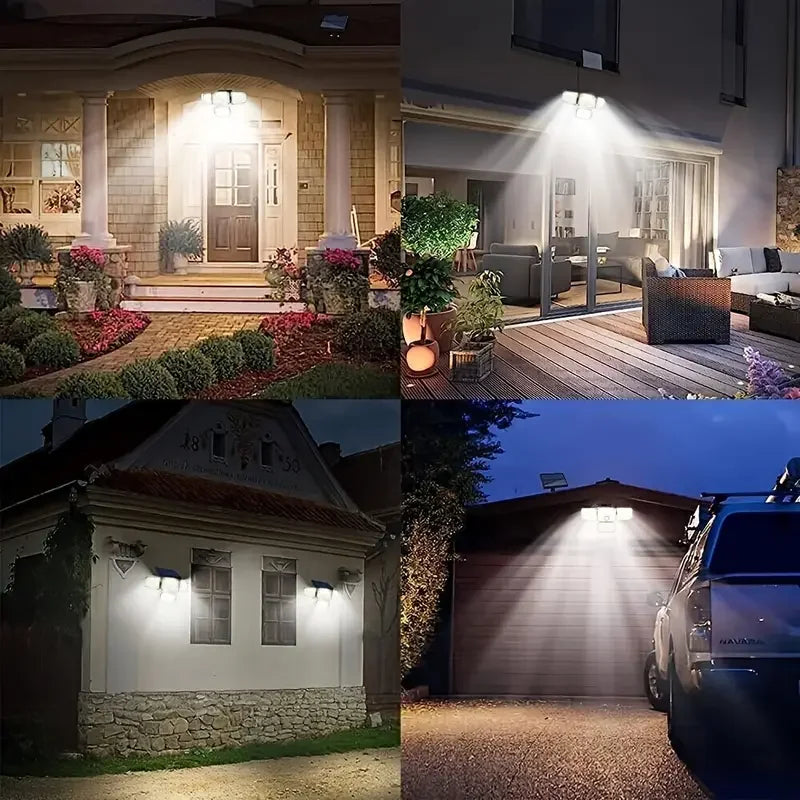 Outdoor solar lights with motion sensor, designed to automatically illuminate when movement is detected. These energy-efficient lights are perfect for pathways, gardens, or driveways and are powered by solar energy.