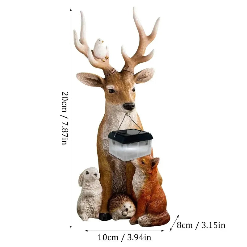 Charming solar-powered animal figurine with LED lights, designed for outdoor and garden decor. Absorbs sunlight during the day and emits a warm glow at night, adding a magical touch to any space
