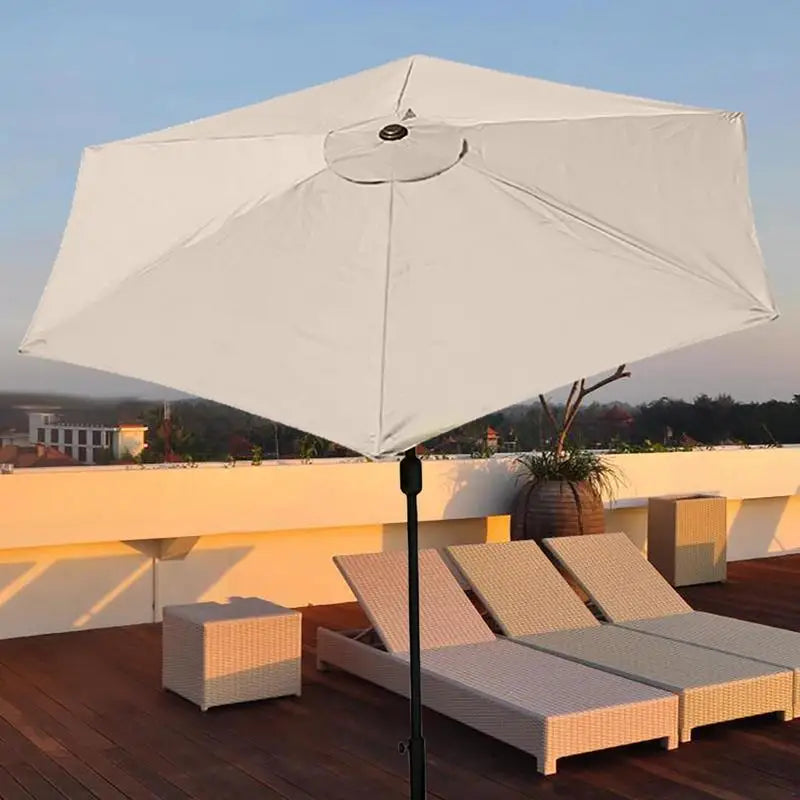 A durable patio umbrella replacement canopy made from high-quality, weather-resistant fabric. Designed to fit standard umbrella frames, it provides effective protection against sun and rain, enhancing the longevity and appearance of outdoor spaces