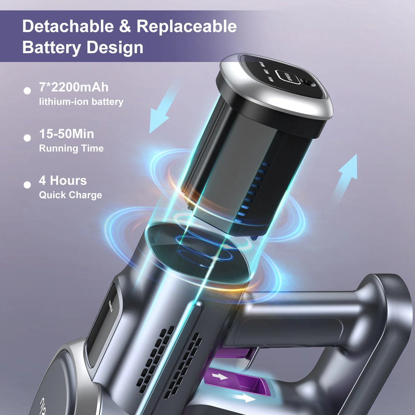 A high-efficiency vacuum cleaner designed for deep cleaning carpets and hard floors, featuring a HEPA filter and multiple suction settings