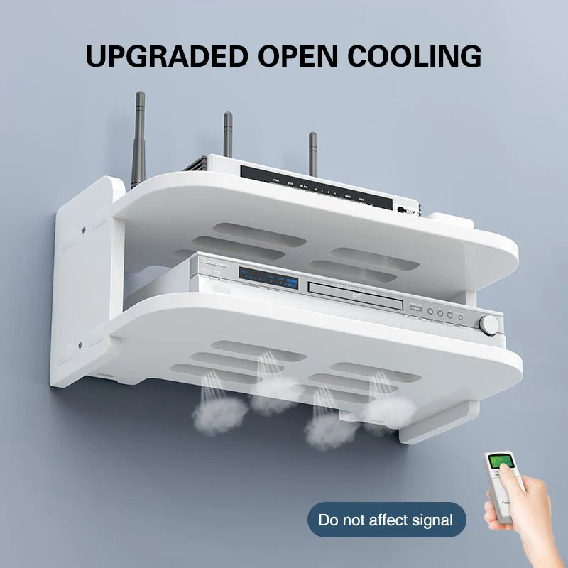 A Wi-Fi hanging shelf is a wall-mounted storage solution designed to hold a Wi-Fi router, modem, or other small electronic devices. These shelves help optimize signal strength by positioning the router at an ideal height and provide organized cable management to reduce clutter.