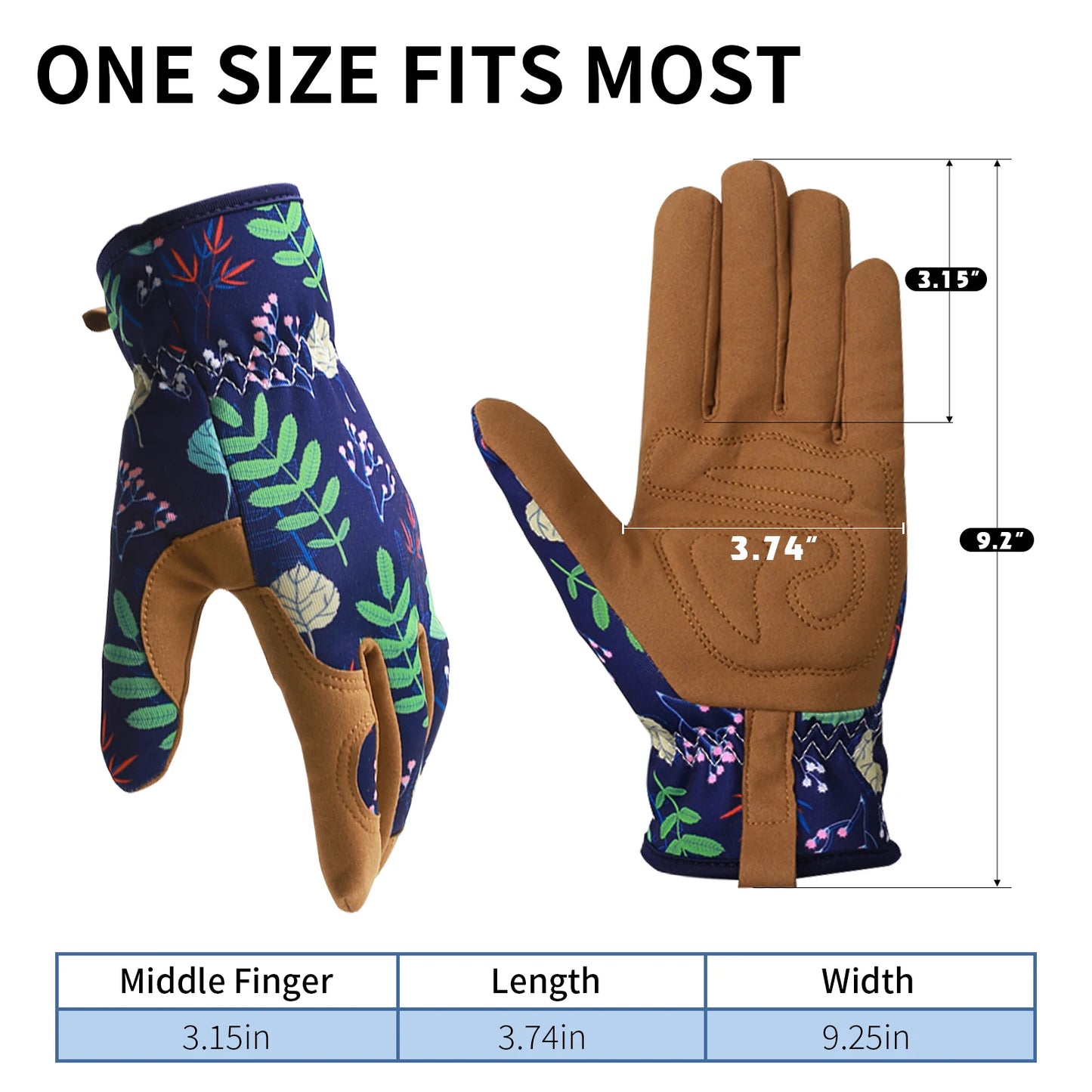 A pair of women's gardening gloves made from durable, breathable fabric, featuring reinforced palms and fingertips for added protection, and an adjustable wrist strap to ensure a secure fit during various gardening tasks