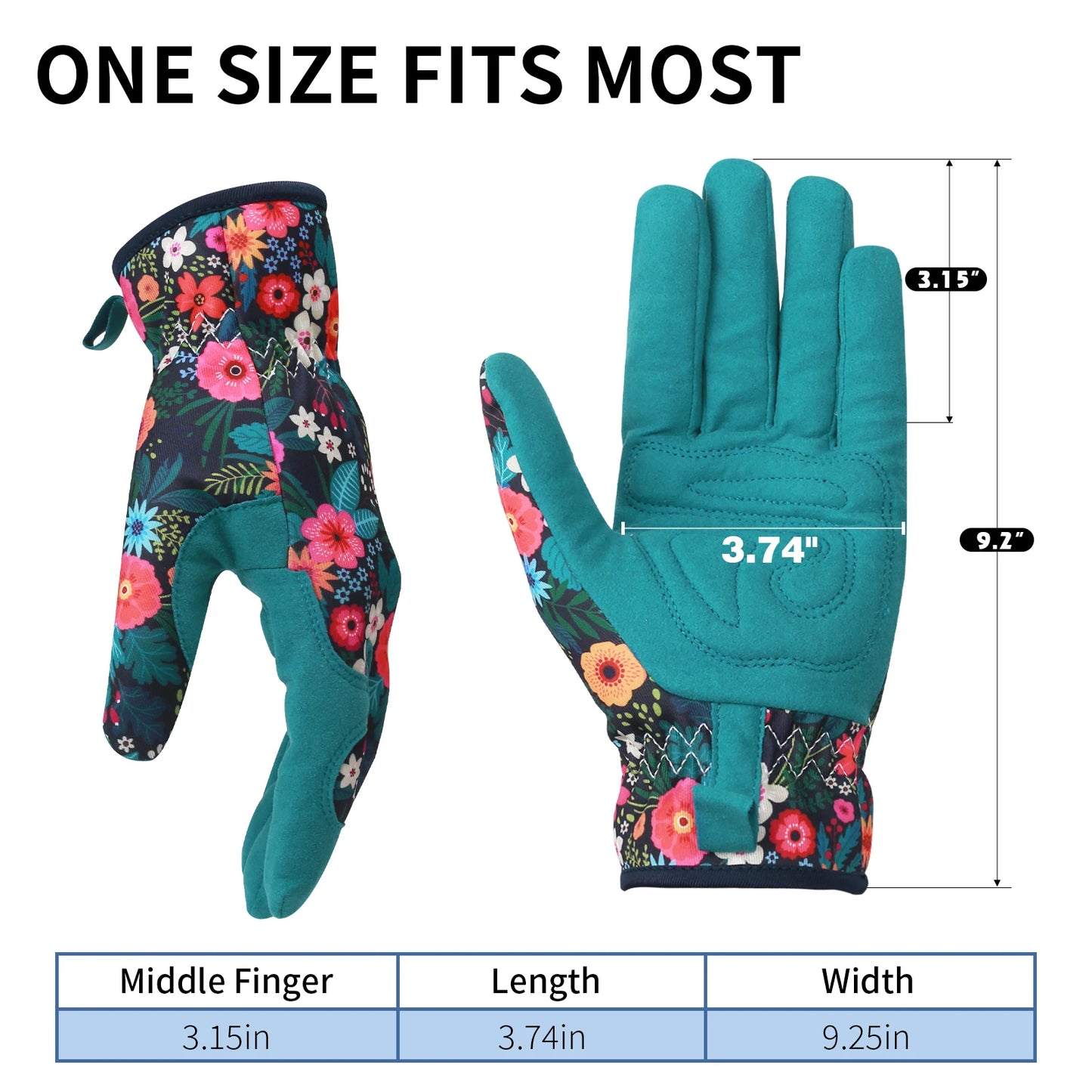 A pair of women's gardening gloves made from durable, breathable fabric, featuring reinforced palms and fingertips for added protection, and an adjustable wrist strap to ensure a secure fit during various gardening tasks