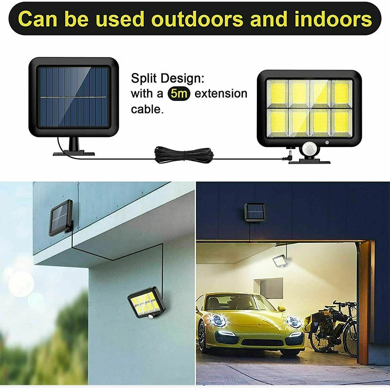 Modern solar-powered split wall lamp with energy-efficient LED lighting. Designed for outdoor use, featuring a sleek, weather-resistant build and automatic dusk-to-dawn activation for enhanced illumination and security