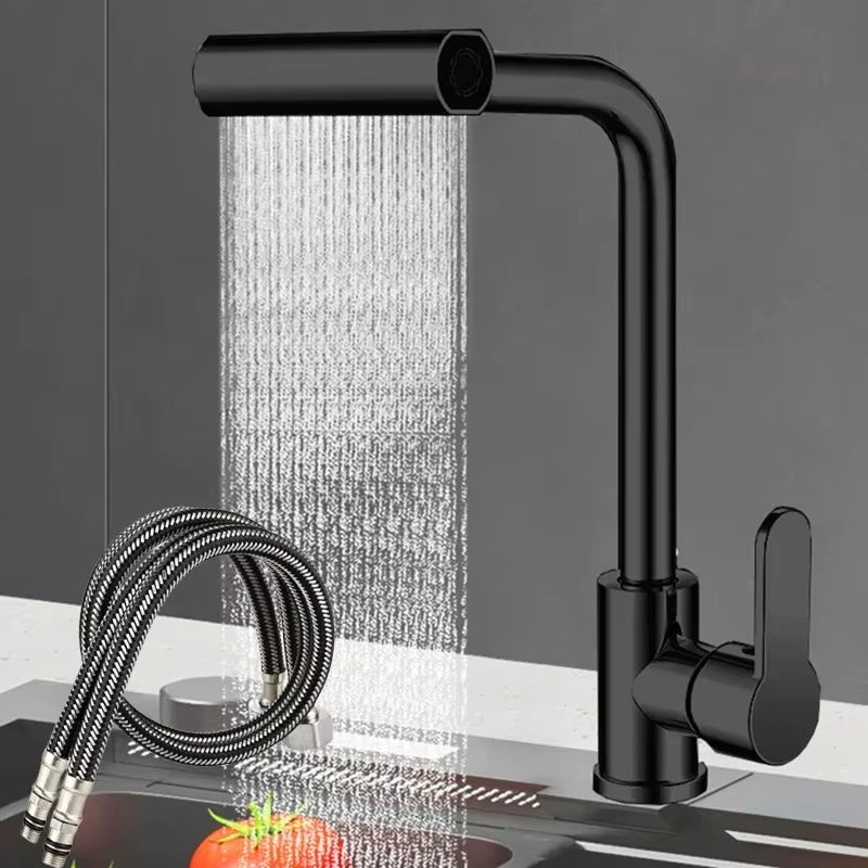 Stainless Steel 360° Rotating Waterfall Kitchen Faucet with Hot and Cold Water Mixer