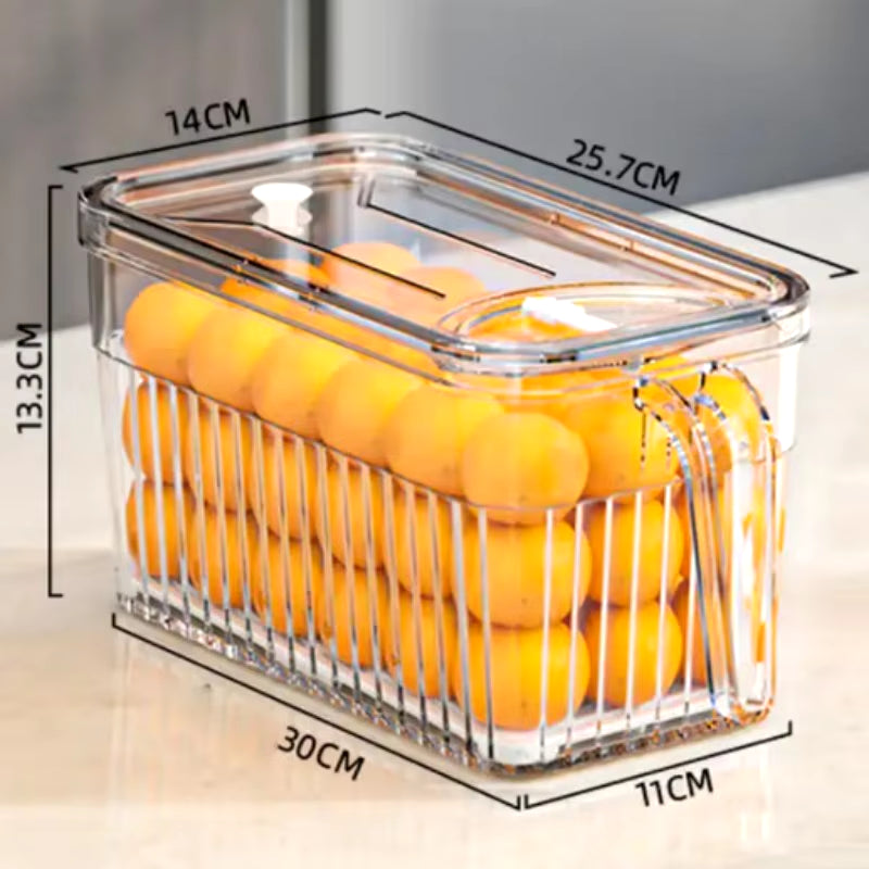 Refrigerator Storage Containers for Fresh Produce - Vegetable and Fruit Drain Basket Organizer for Pantry and Kitchen