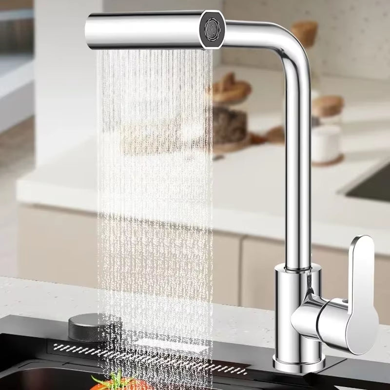 Stainless Steel 360° Rotating Waterfall Kitchen Faucet with Hot and Cold Water Mixer