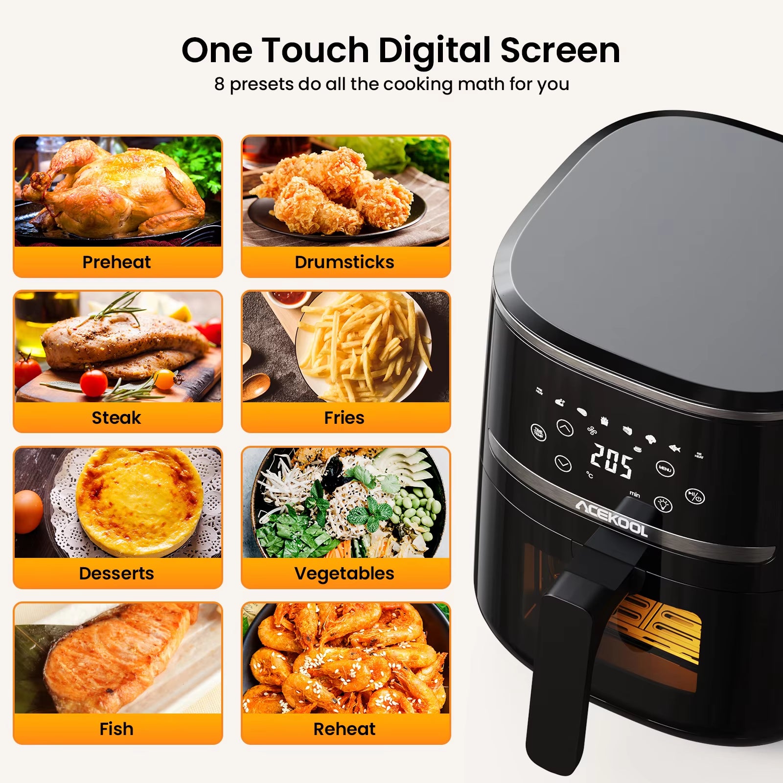 5-Quart Digital Air Fryer Toaster Oven Combo with 8 Cooking Presets, Oilless Cooking, Transparent Window, and Dishwasher-Safe Basket