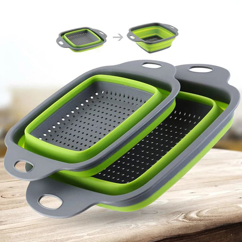 2022 Portable Collapsible Vegetable and Fruit Washing Basket - Foldable Colander and Drainer Kitchen Accessory