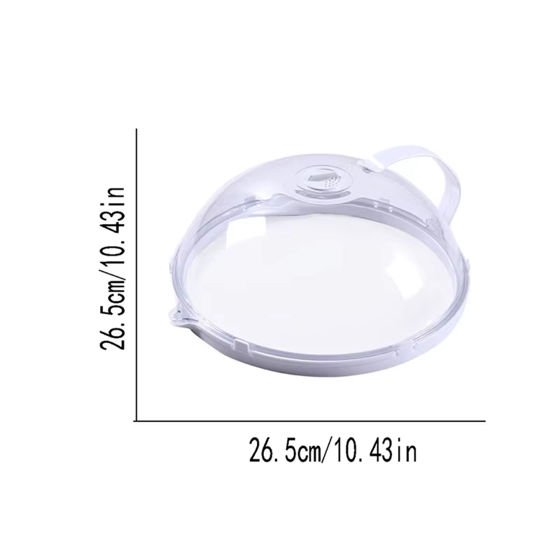 Microwave Food Splash Guard with Handle - Transparent Oven Heating Cover for Plates and Cooking Utensils