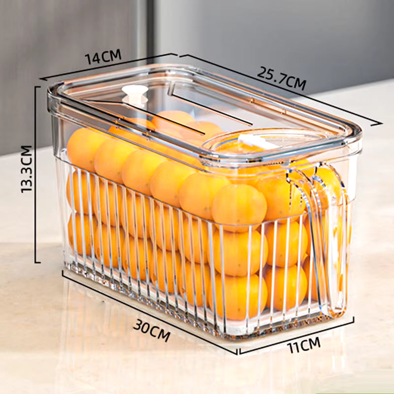 Refrigerator Storage Containers for Fresh Produce - Vegetable and Fruit Drain Basket Organizer for Pantry and Kitchen