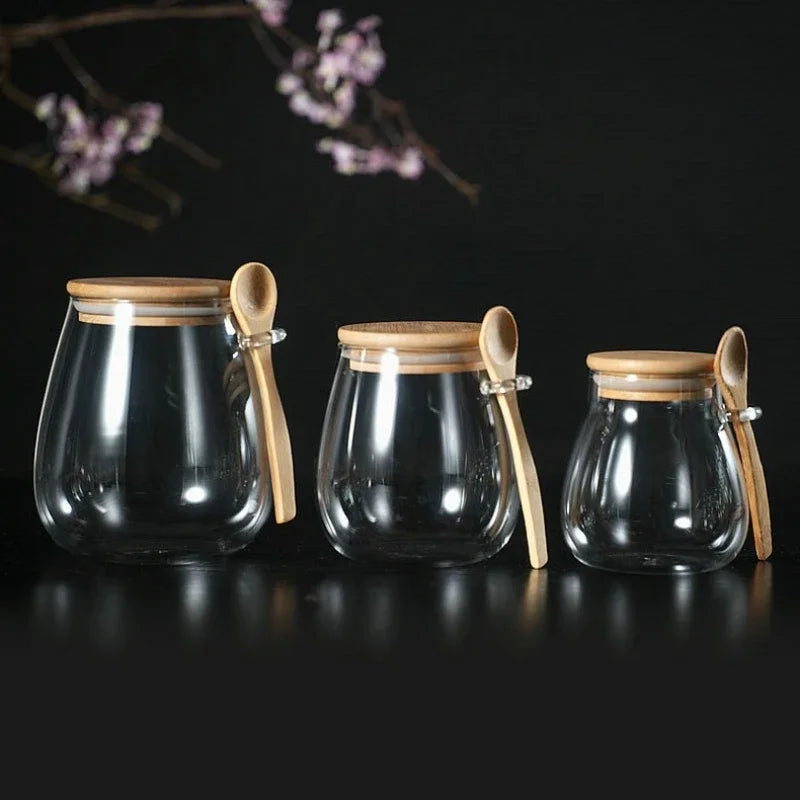 Airtight Glass Storage Jars with Lids for Food Preservation - Ideal for Sugar, Tea, and Coffee in the Kitchen