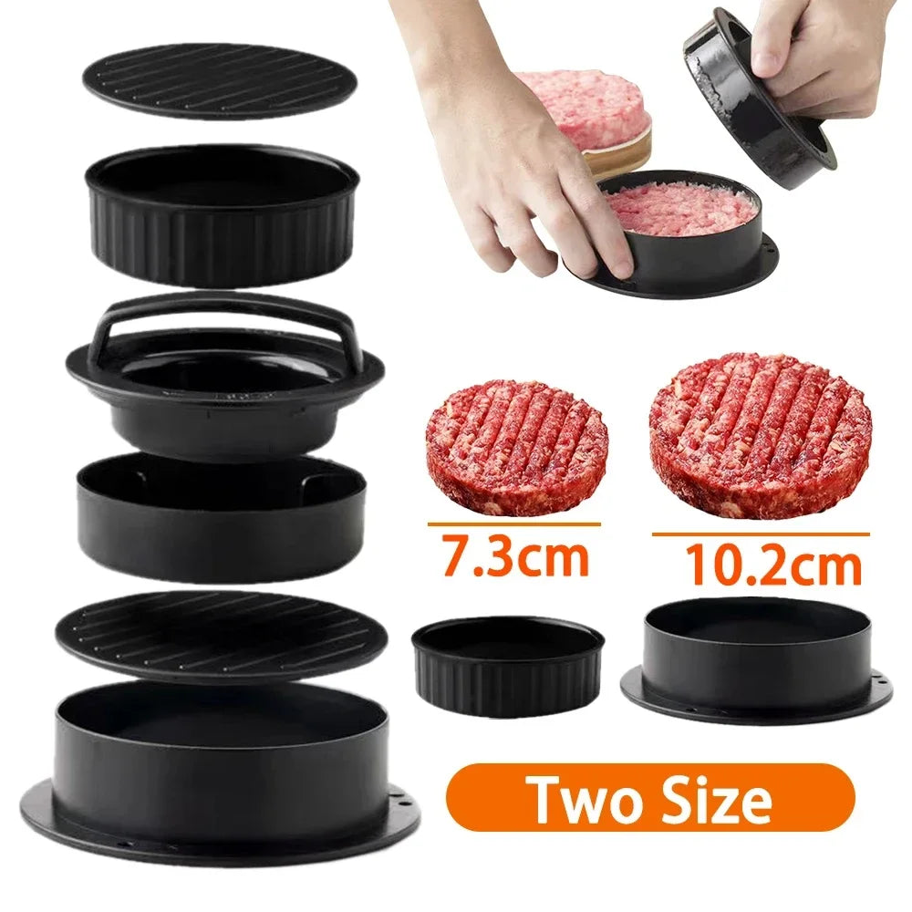 Professional Non-Stick ABS Hamburger Meat Press for Stuffed Burger Patties - Round Shape Grill Mould Kitchen Accessory