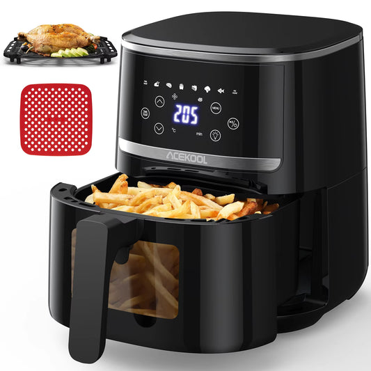 5-Quart Digital Air Fryer Toaster Oven Combo with 8 Cooking Presets, Oilless Cooking, Transparent Window, and Dishwasher-Safe Basket