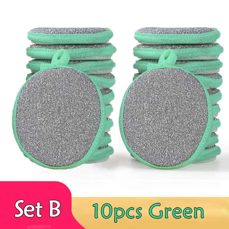 5/10 Pack Dual-Sided Dishwashing Sponges and Brushes for Effective Kitchen Cleaning