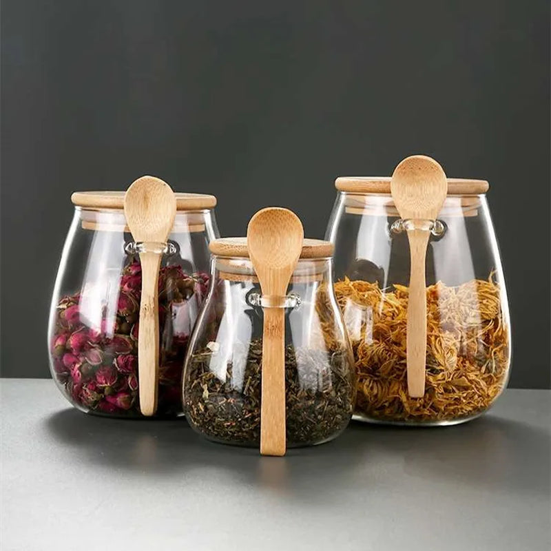 Airtight Glass Storage Jars with Lids for Food Preservation - Ideal for Sugar, Tea, and Coffee in the Kitchen