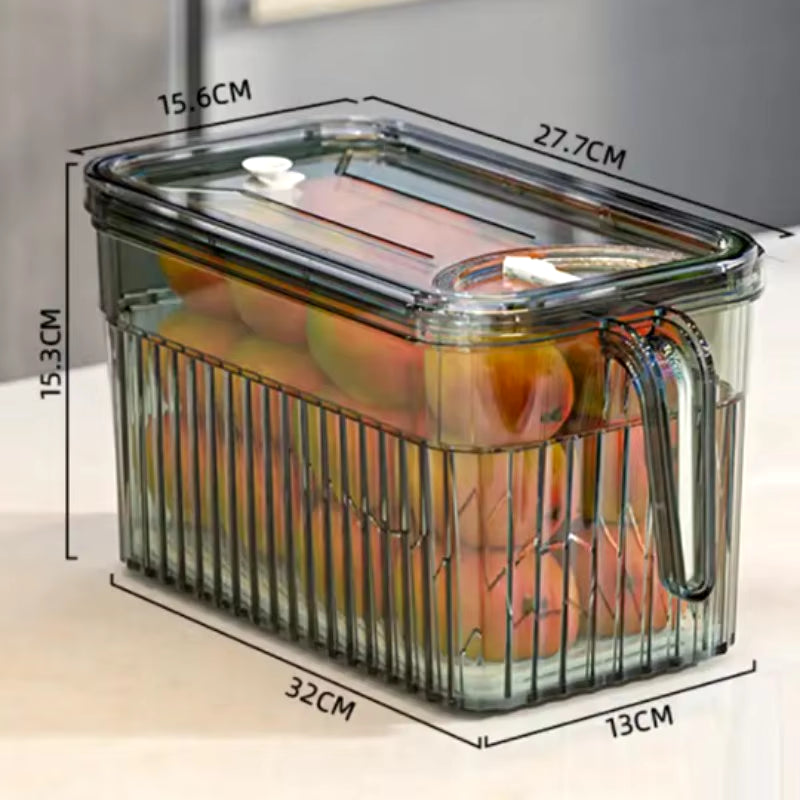 Refrigerator Storage Containers for Fresh Produce - Vegetable and Fruit Drain Basket Organizer for Pantry and Kitchen