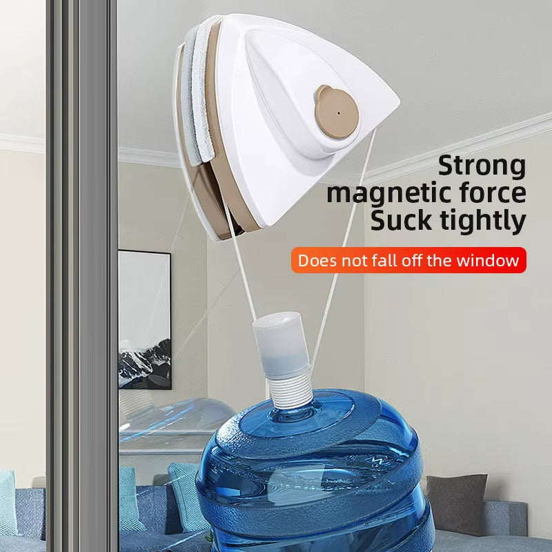 Double-Sided Magnetic Window Cleaner with Automatic Drainage System for Efficient Household Glass Cleaning