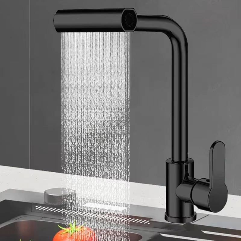 Stainless Steel 360° Rotating Waterfall Kitchen Faucet with Hot and Cold Water Mixer