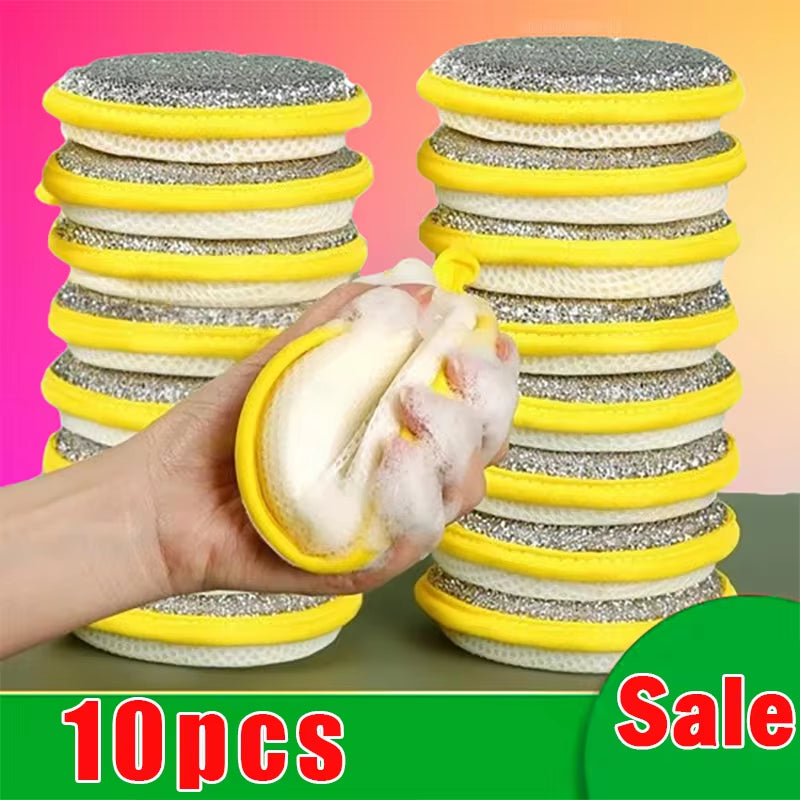 5/10 Pack Dual-Sided Dishwashing Sponges and Brushes for Effective Kitchen Cleaning