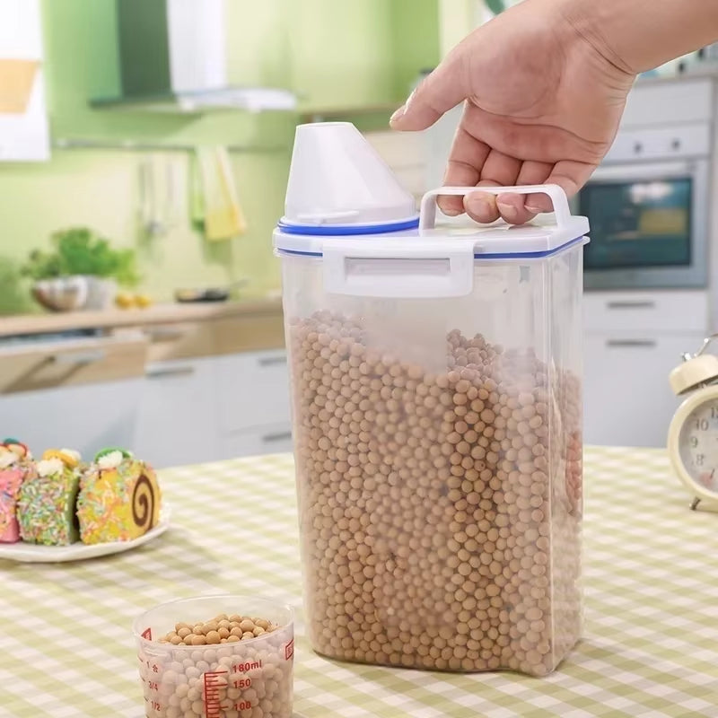 Portable Sealed Storage Jar for Grains, Snacks, and Pet Food - Transparent Kitchen Container