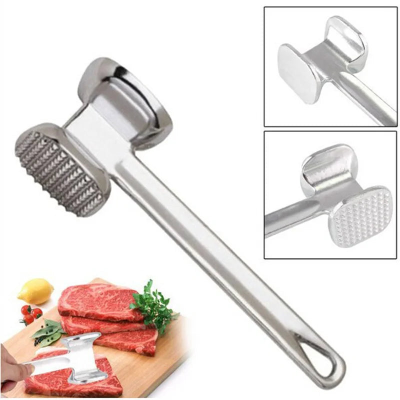 Heavy-Duty Double-Sided Meat Tenderizer Hammer - 19cm Aluminum Alloy Kitchen Tool