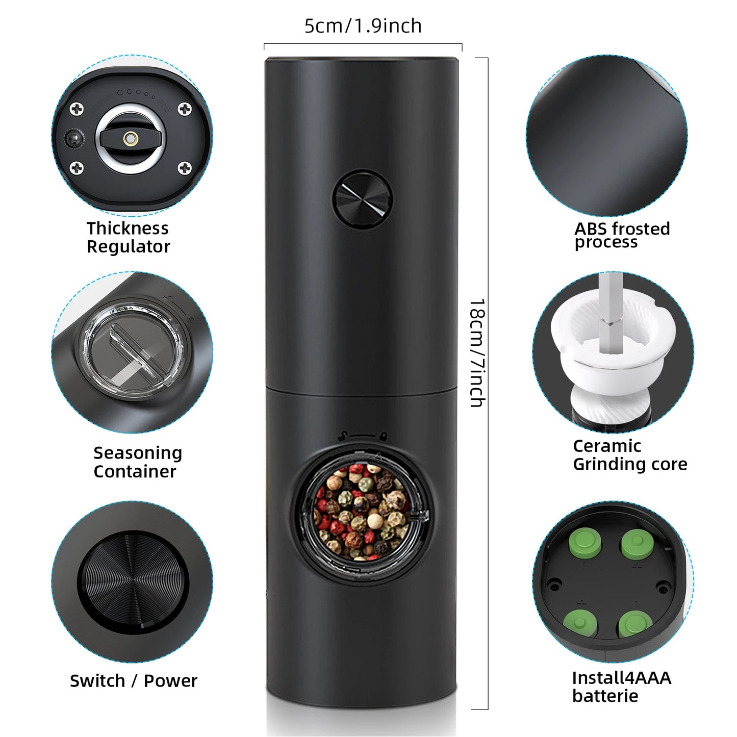 Electric Automatic Pepper and Salt Grinder Set with Base, Battery-Powered, LED Light, and Adjustable Coarseness - Kitchen Essential