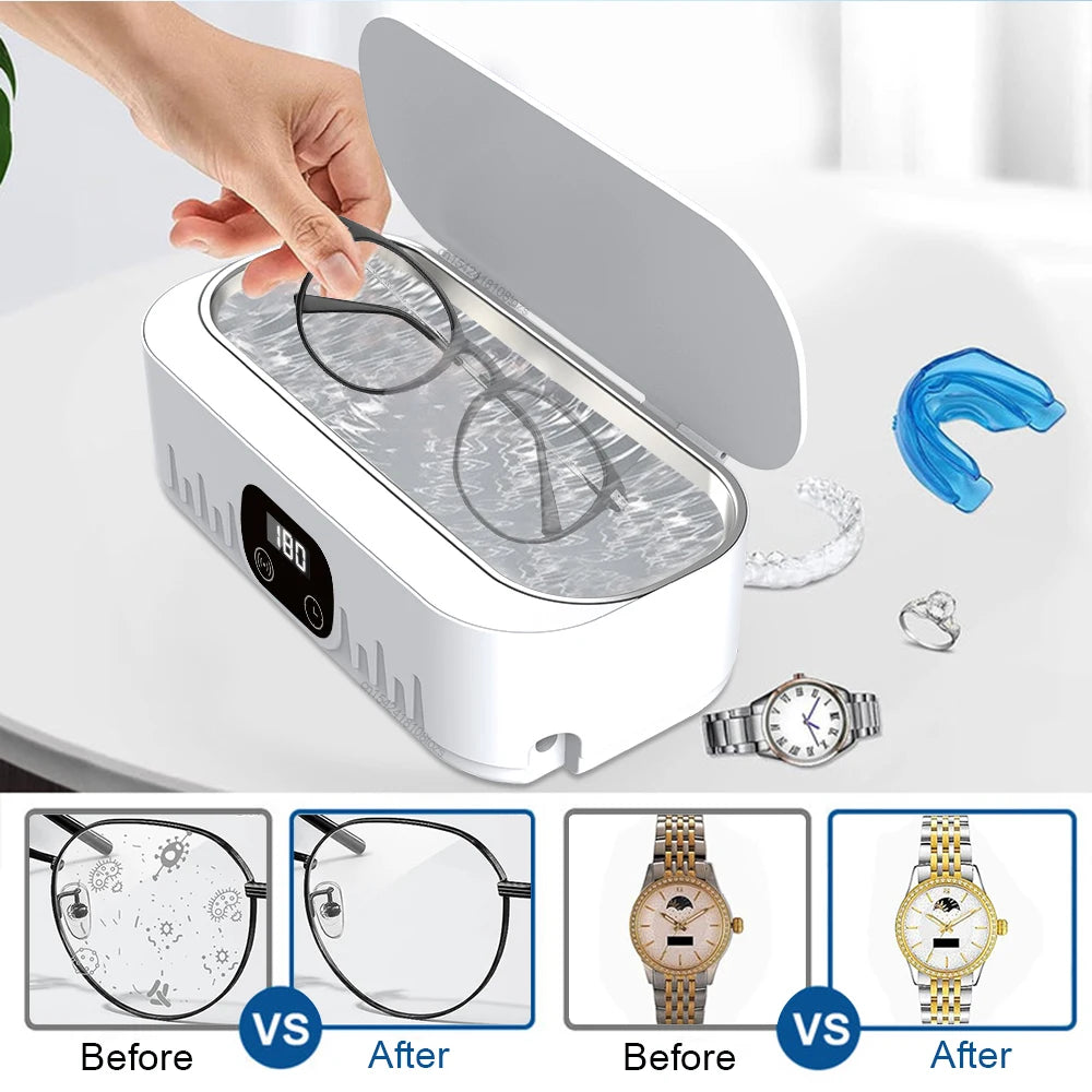 Ultrasonic Jewelry and Glasses Cleaner - High Frequency Cleaning Bath for Effective Jewelry Washing