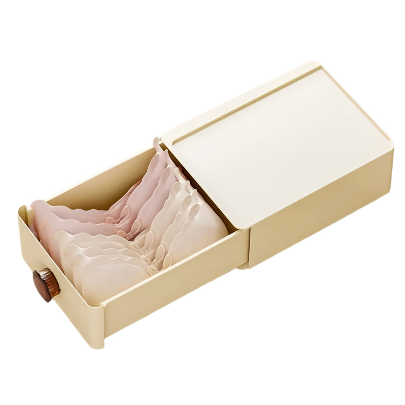 A set of foldable drawer organizers designed for underwear storage, featuring multiple compartments to neatly separate and organize socks, bras, and panties; made from breathable fabric to protect garments and maintain freshness