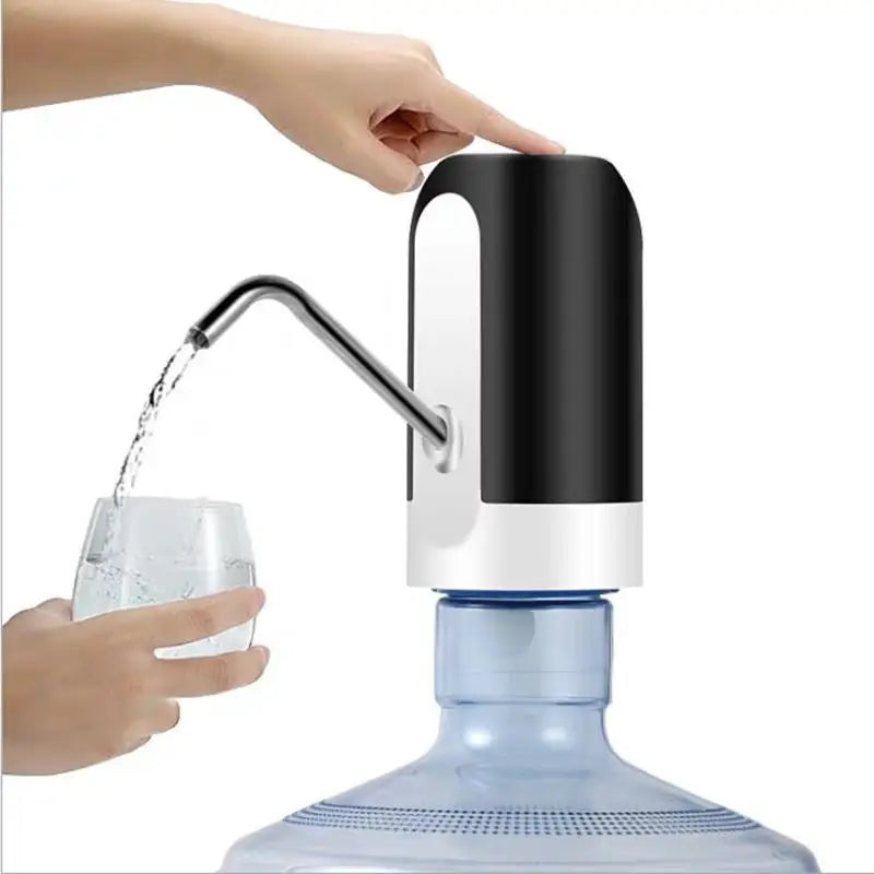 USB rechargeable water bottle pump with a sleek design, automatic dispensing, and a convenient spout for easy water access from large bottles