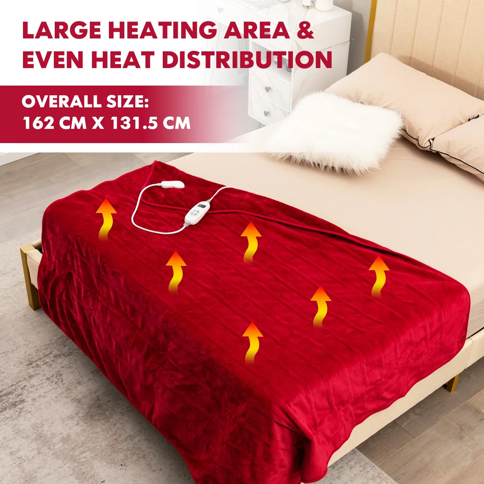 A cozy electric heated blanket throw made from soft, plush fabric, designed to provide adjustable warmth and comfort. Equipped with multiple heat settings and an automatic shut-off feature for safety, this blanket is perfect for snuggling on the couch or adding extra warmth to your bed during colder months