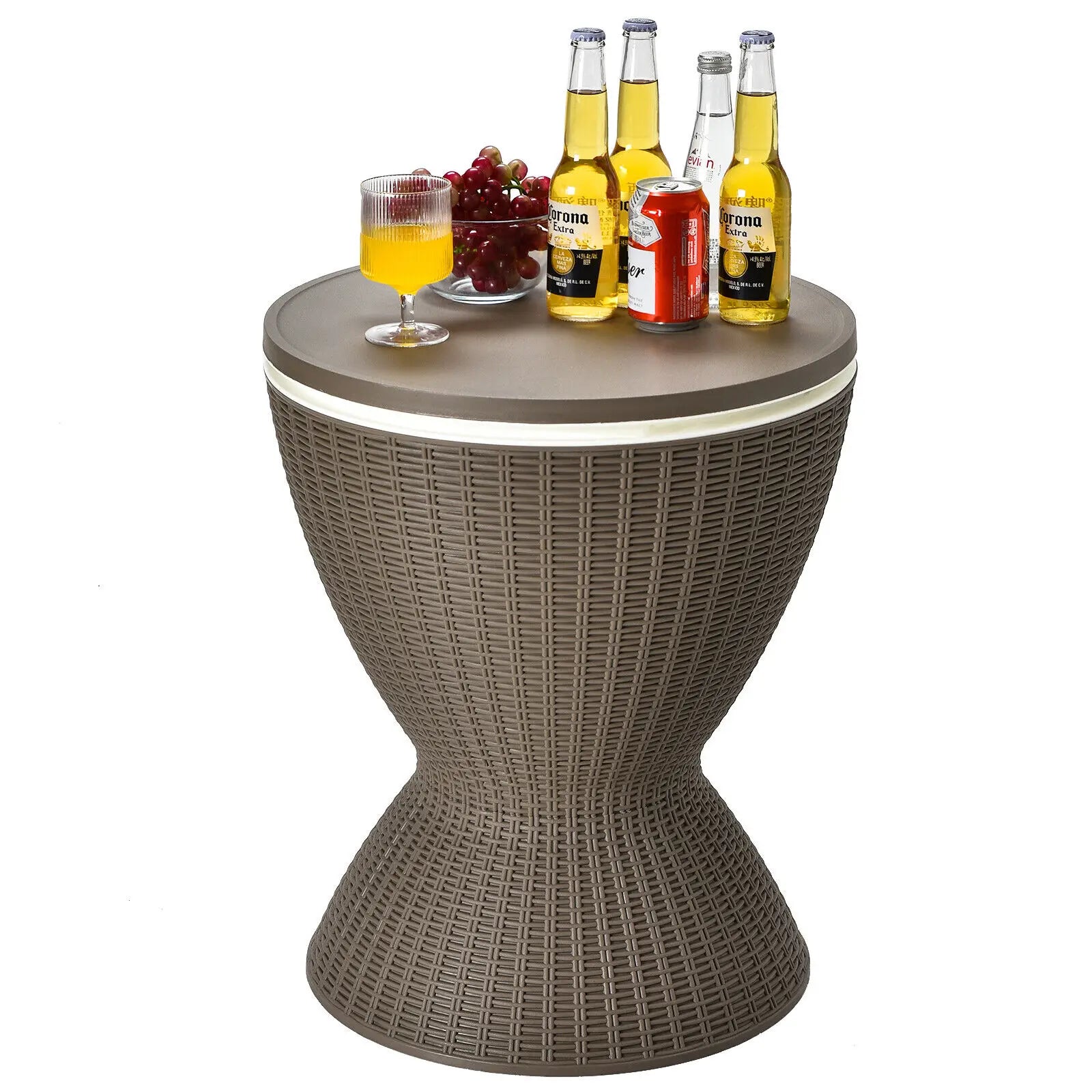 A patio leisure furniture set comprising a comfortable sofa, two armchairs, and a coffee table, all crafted from weather-resistant materials such as aluminum and synthetic wicker. The set features plush, fade-resistant cushions and is designed to enhance outdoor relaxation and entertainment.