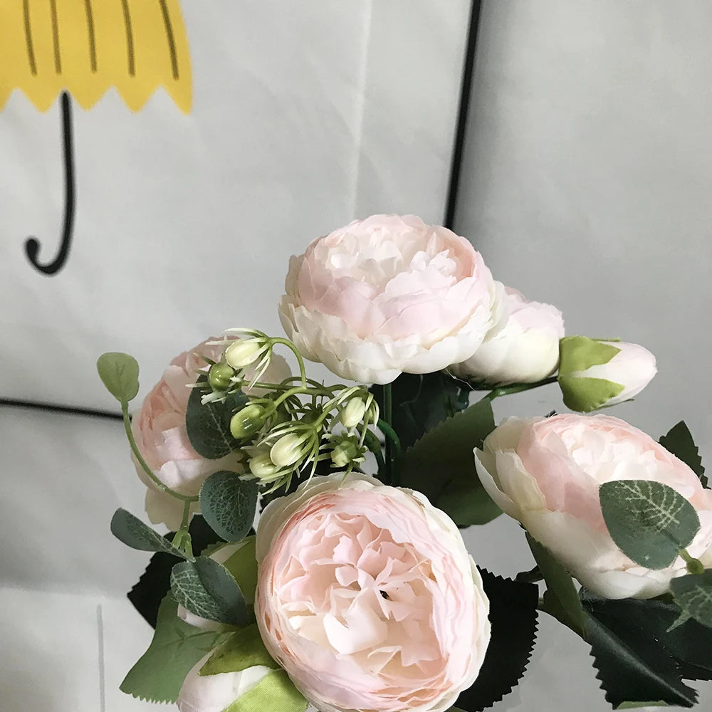 Artificial silk peony bouquet