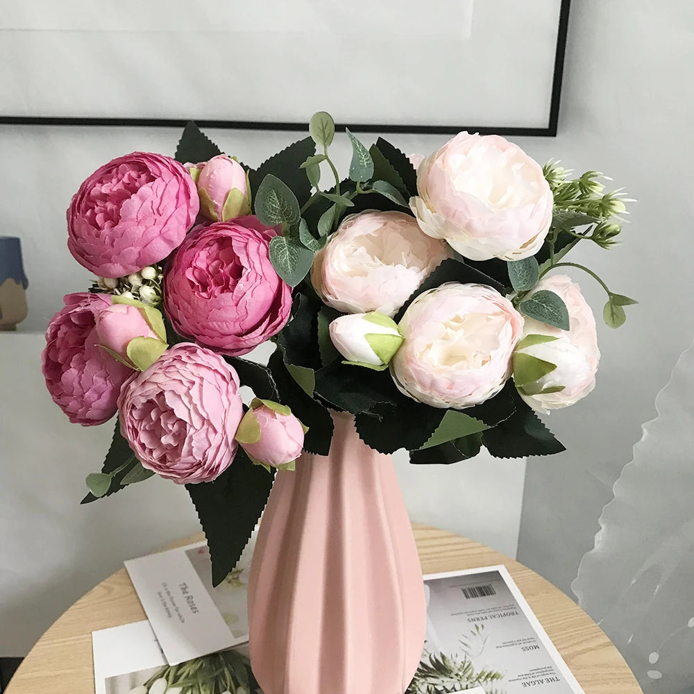 Artificial silk peony bouquet