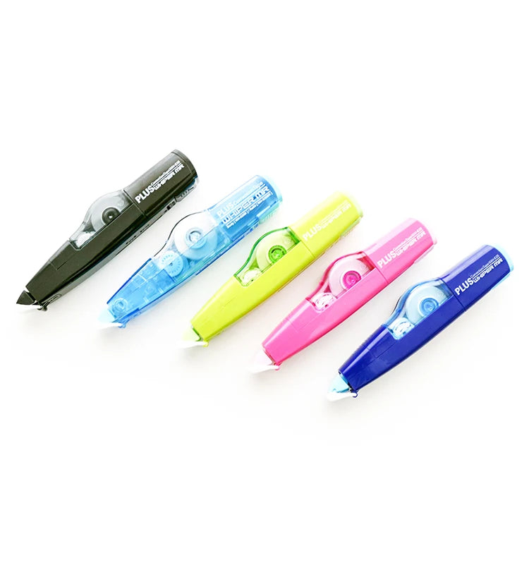 A compact mini roller correction tape dispenser designed for precise and convenient correction of written or printed text. Featuring a small, ergonomic design, it fits comfortably in hand and is ideal for on-the-go use. The tape provides a smooth, opaque correction layer suitable for immediate writing over, making it perfect for students, professionals, and anyone needing quick text corrections.