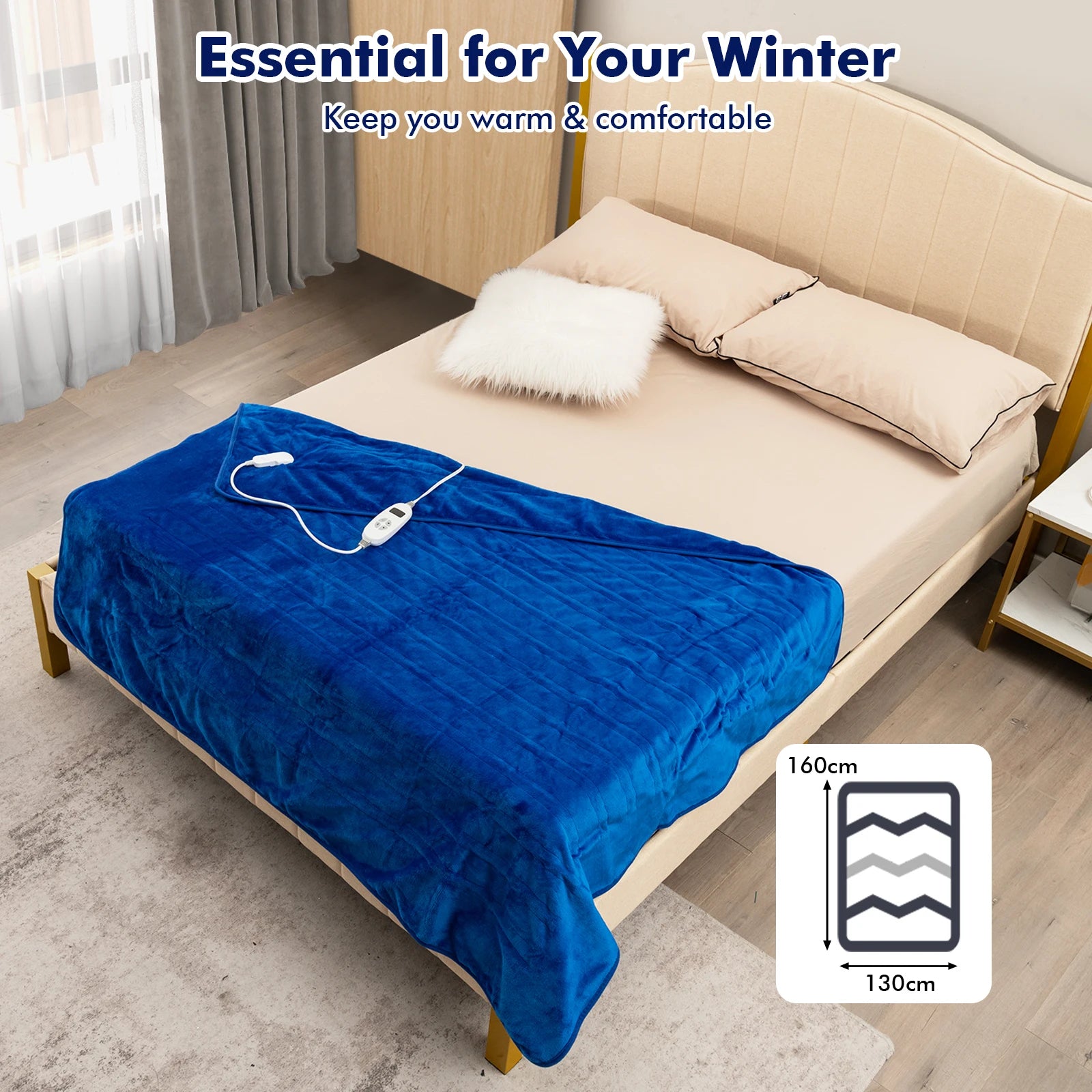 A cozy electric heated blanket throw made from soft, plush fabric, designed to provide adjustable warmth and comfort. Equipped with multiple heat settings and an automatic shut-off feature for safety, this blanket is perfect for snuggling on the couch or adding extra warmth to your bed during colder months