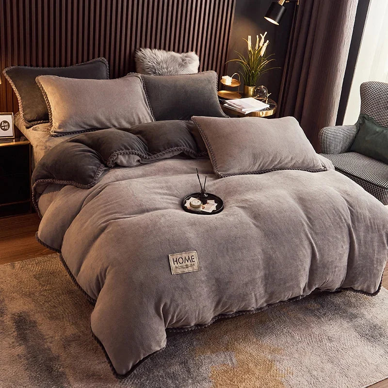 A winter duvet cover designed to provide warmth and comfort during colder seasons. Typically made from heavier materials like flannel or fleece, these covers often feature insulating properties and cozy textures to enhance sleep quality during winter months