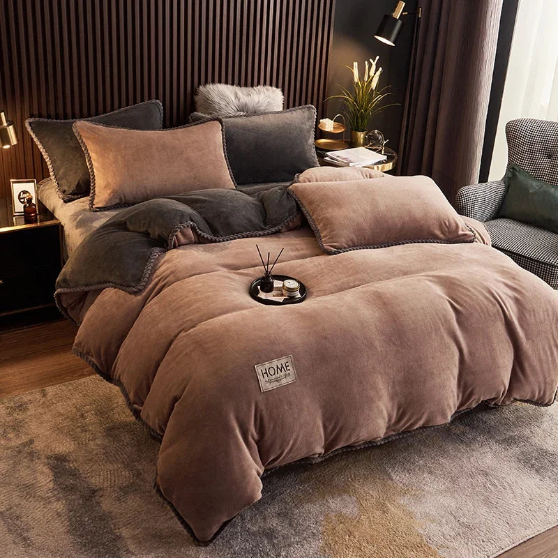 A winter duvet cover designed to provide warmth and comfort during colder seasons. Typically made from heavier materials like flannel or fleece, these covers often feature insulating properties and cozy textures to enhance sleep quality during winter months