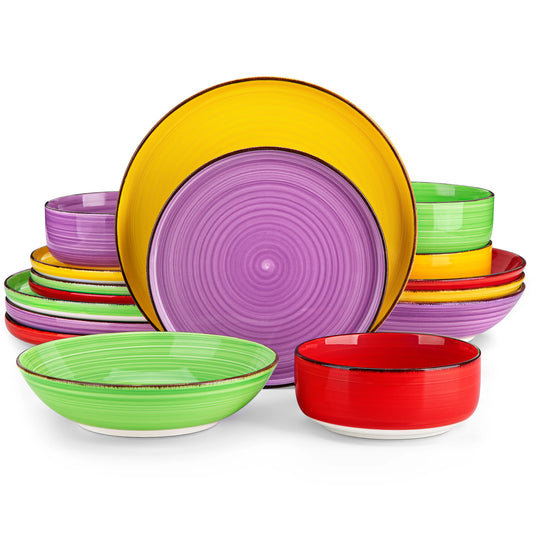 A multicolor ceramic plate set is a collection of dining plates crafted from high-quality ceramic material, featuring a variety of vibrant colors and patterns. These sets are designed to add a touch of elegance and liveliness to your dining experience, making them perfect for both everyday use and special occasions