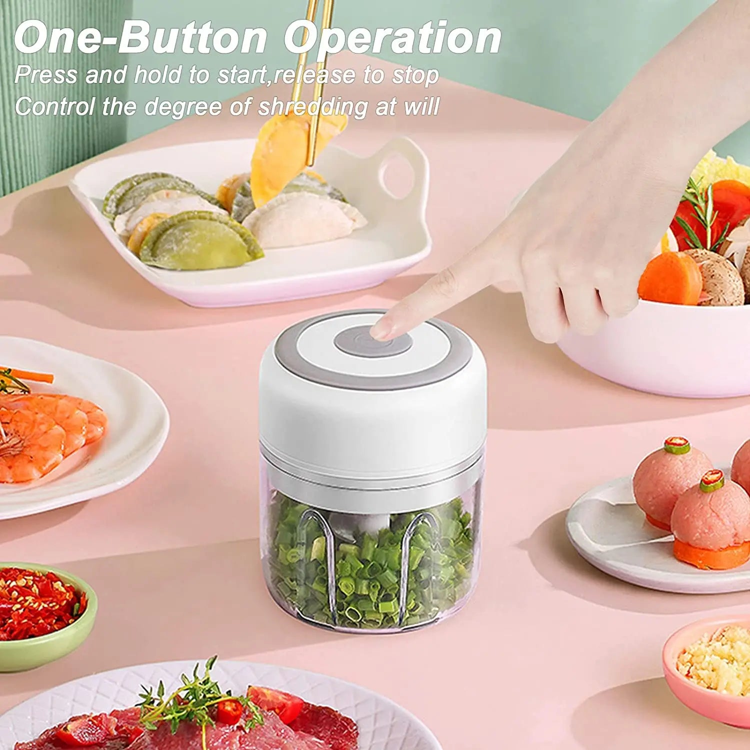 Electric Mini Food Chopper and Garlic Masher - Portable USB Meat Grinder and Vegetable Cutter for Kitchen Use