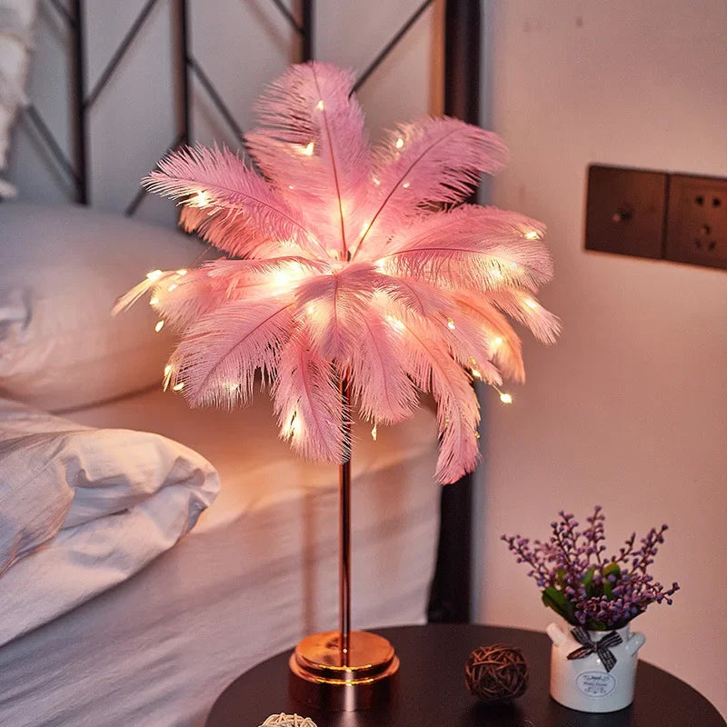 Touch Control Table Feather Lamp