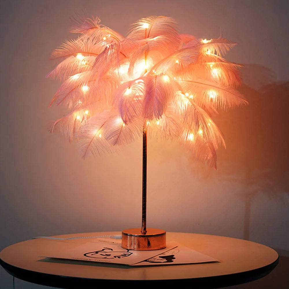 Touch Control Table Feather Lamp