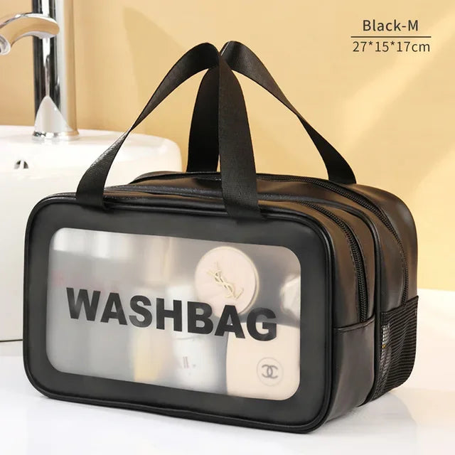 A toiletry bag, also known as a travel kit, dopp kit, or vanity case, is a compact container designed to hold personal hygiene and grooming items such as toothbrushes, toothpaste, soap, and shaving supplies. Typically used during travel, these bags are made from various materials and often feature multiple compartments for organized storage