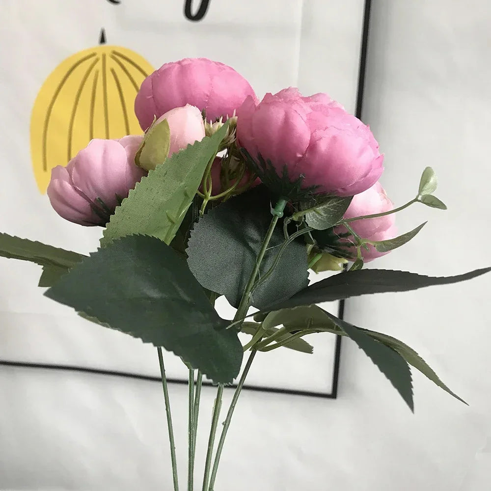 Artificial silk peony bouquet