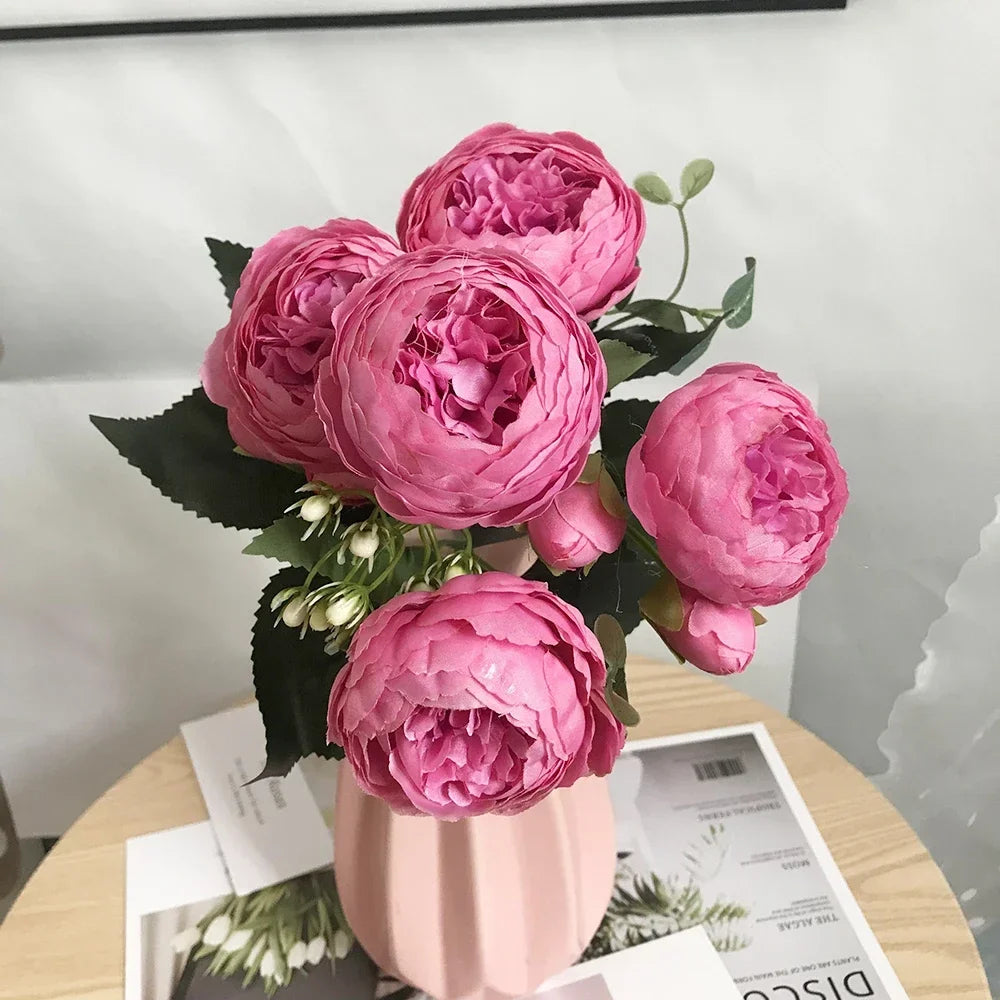 Artificial silk peony bouquet