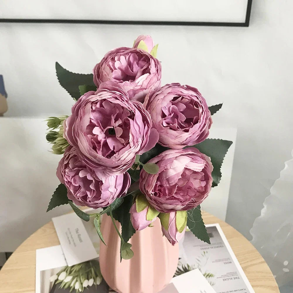 Artificial silk peony bouquet